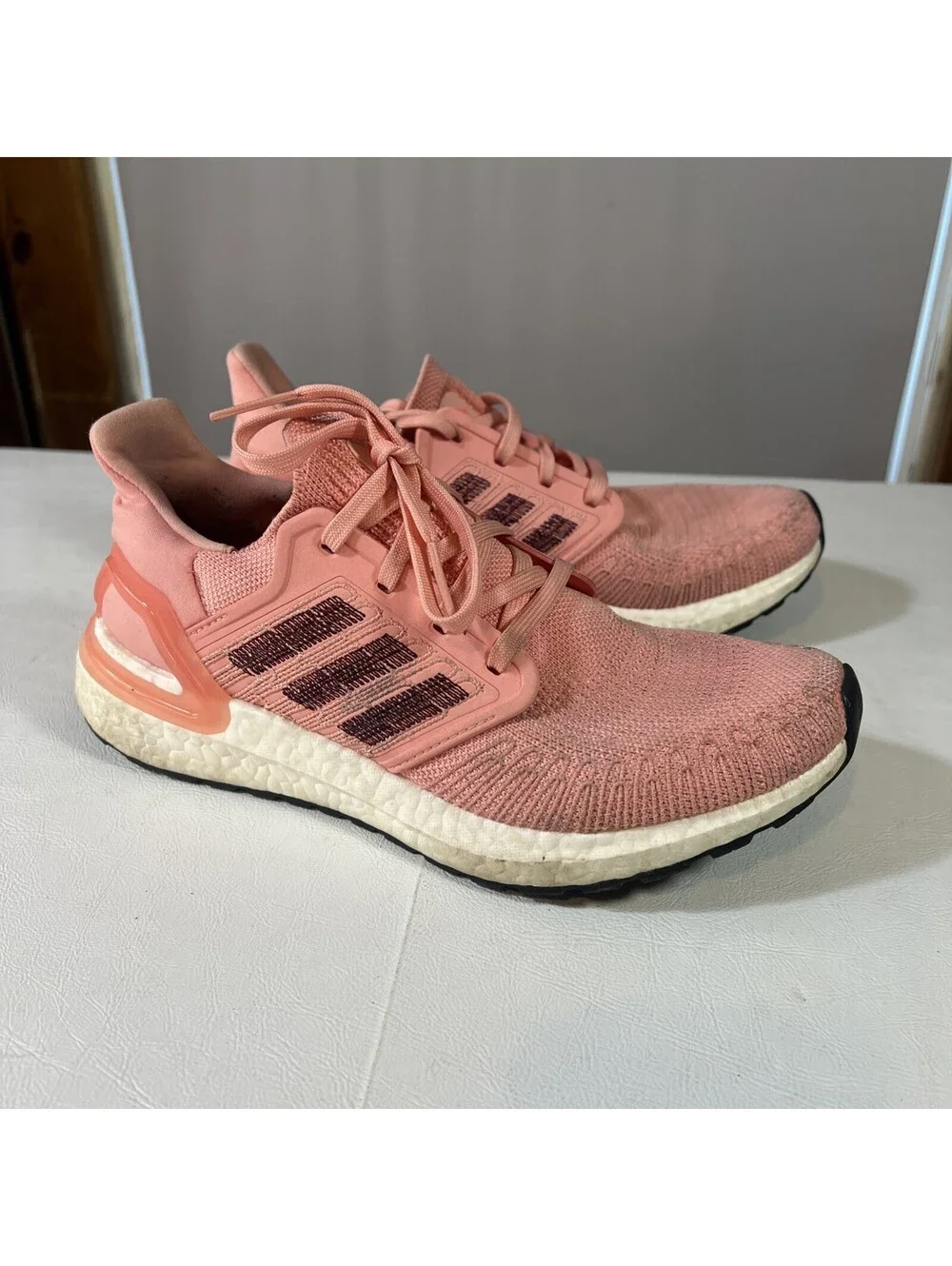 Adidas UltraBoost 20 Women's Running Shoes Size 7.5 Pink Maroon Signal Coral